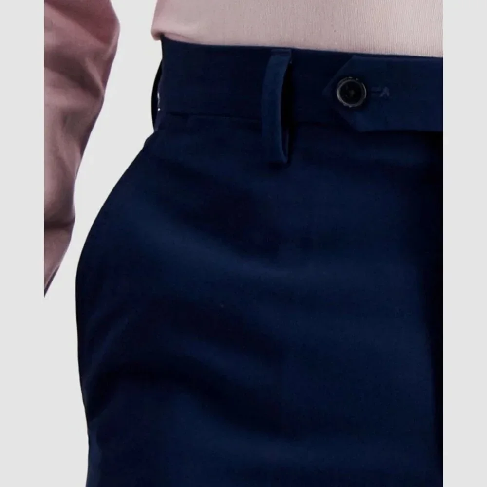 Nautica Men's W32 L29 Dress Pants Navy Blue Polyester Blend Flat Front M0915